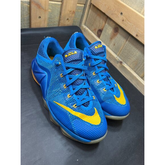 Nike Air Max Lebron XII 12 Low GS Youth Blue/Yellow Athletic Shoes Size 7Y - Picture 2 of 9
